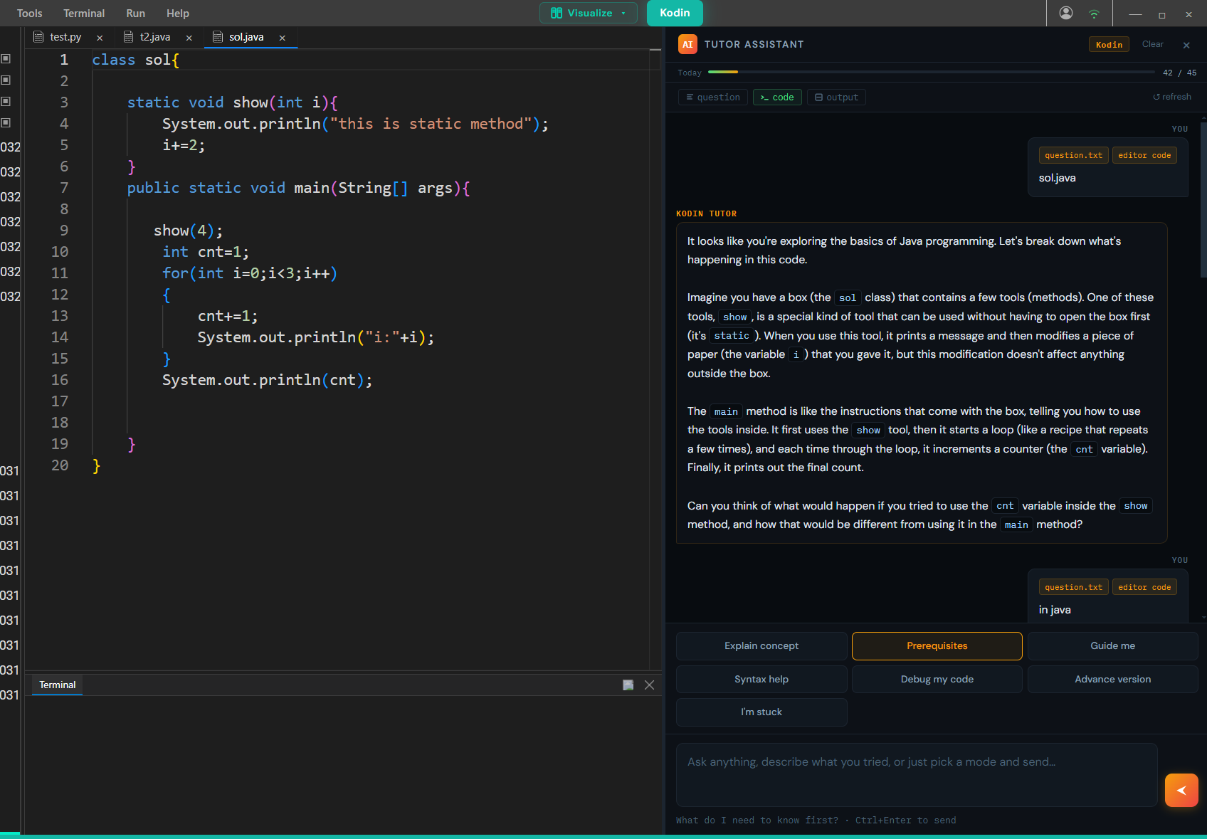 Kodin AI — Step-by-Step explanations